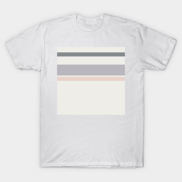 A neat arrangement of Very Light Pink, Philippine Gray, Gray (X11 Gray) and Lotion Pink stripes. T-Shirt by Sociable Stripes